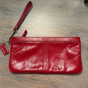 Coach Red Leather Wristlet Clutch